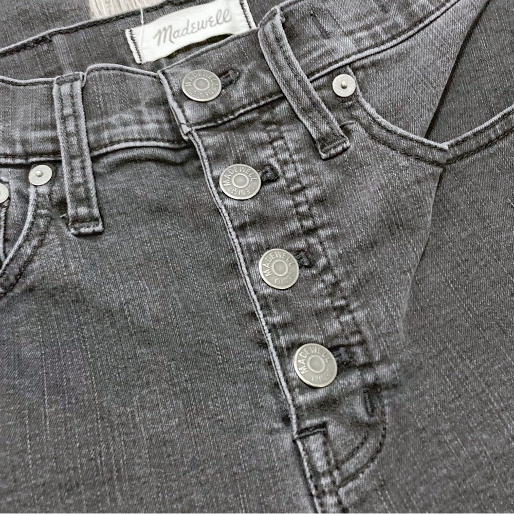 Madewell Cali Demi Boot Jeans Button Front Bellspring Wash Black Size 25 - Picture 5 of 12